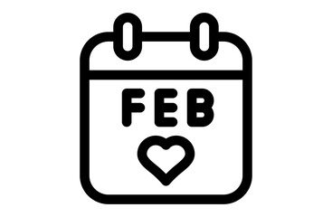 Valentine Calendar Icon – February 14 Love Event Illustration