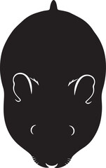Hippopotamus head top view black silhouette minimalist graphic isolated on clean white background vector artwork