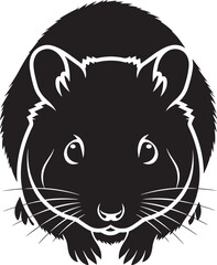 Stylized graphic illustration of a cute rodent, a mouse or rat, looking directly forward in a clean, isolated vector view.