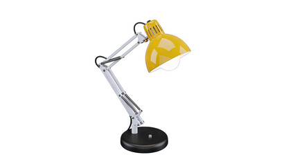 Adjustable Yellow Desk Lamp with Modern Design on Transparent Background