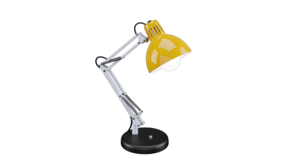 Adjustable Yellow Desk Lamp with Modern Design on Transparent Background