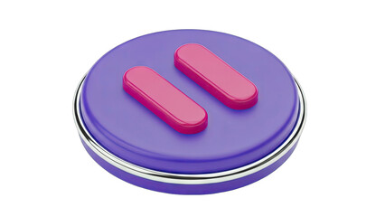 Bold Purple Circle Icon with Pink Pause Symbol Isolated on Transparent Background Minimalist 3D Rendering Graphic Design Element for User Interface Controls and Media Playback Functions