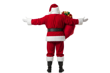 Happy santa claus jumping with a glass of beer isolated on transparent background