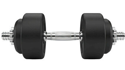 Chrome and Black Adjustable Dumbbell Isolated on Transparent Background Ready for Strength Training and Fitness Workouts Representing Weightlifting and Exercise Equipment