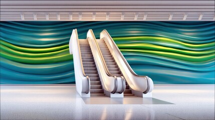 Escalators Ascending in Modern Architectural Space