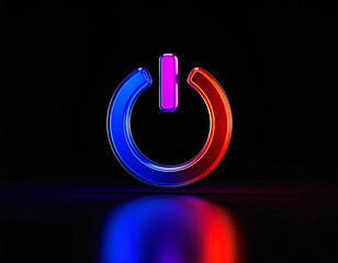 Illuminated Power Button Symbol with Red Blue and Purple Neon Glow on off symbol