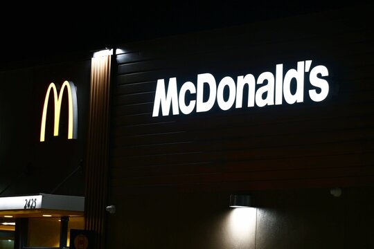 McDonald's fast food restaurant at night