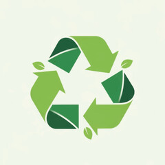 Green Recycling Symbol with Leaves Representing Environmental Conservation.