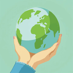 Hands cradling the Earth symbolizing global care and environmental responsibility.