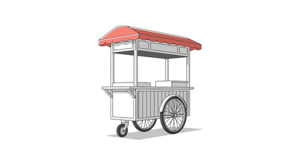 Vintage Mobile Food Vendor Cart with Awning Street Food Stall Outdoor Service Kiosk