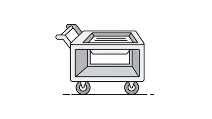 Modern Service Cart with Wheels for Delivery and Transport Clean Line Art Illustration
