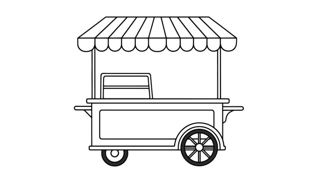 Empty Mobile Food Cart Stand with Canopy and Wheels for Outdoor Vending