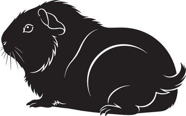 Black and white guinea pig vector illustration with clean lines, perfect for icons, logos, and animal-themed design elements.