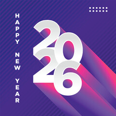3D happy new year 2026 vector in vibrant color illustration art