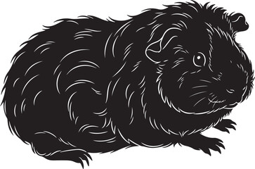 Black silhouette illustration of a domestic guinea pig or cavy, a popular small pet rodent, isolated on a clean background.