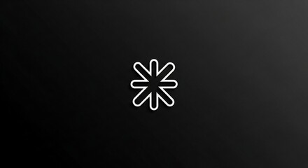Minimalist white outline symbol resembling an asterisk or star on a dark gradient background.