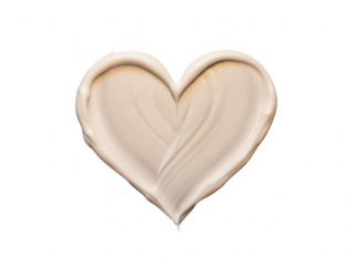 Creamy cosmetic makeup foundation swatch shaped like a heart isolated on transparent background for beauty and skincare concept