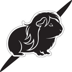 Whimsical guinea pig with a magical unicorn horn and sleek tail, a mystical creature vector illustration and graphic icon