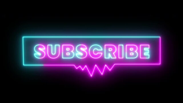 Subscribe Button Neon Text Glow Animation 4K