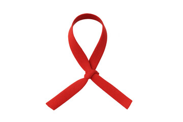 Red ribbon symbol for aids awareness, hiv support, and solidarity, representing health, charity, and philanthropy on transparent background