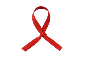 Red ribbon symbol for aids awareness, hiv support, and solidarity, representing health, charity, and philanthropy on transparent background