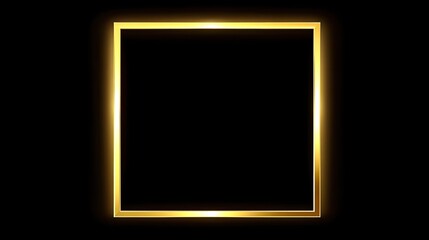 Elegant golden frame with glowing edges for creating stunning visuals on dark background, perfect for showcasing art, photos, and special messages