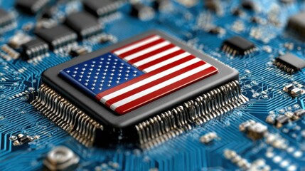 Circuit board with a prominent American flag design showcasing technology and patriotism in a modern context