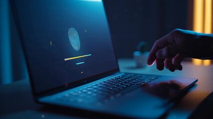 Fingerprint Authentication on Laptop - Secure Access and Data Protection. - Powered by Adobe