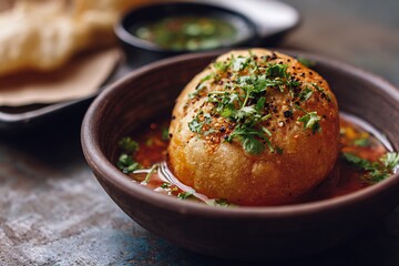 Delicious indian snack with spices and herbs