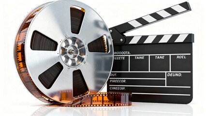 Classic Film Reel and Clapperboard for Cinematic Production