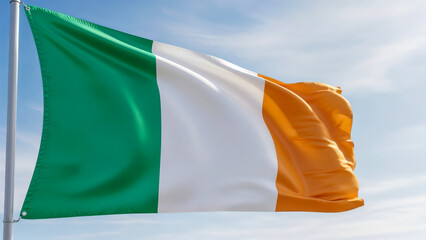 Irish flag waving in the sky symbolizing national pride and identity