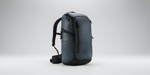 Modern gray backpack with black accents against a white background.