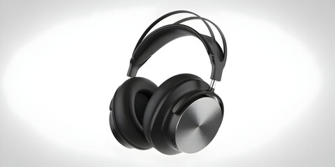 A pair of stylish black and silver over-ear headphones on white.
