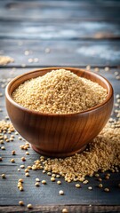 Whole grain quinoa in a bowl on a table top