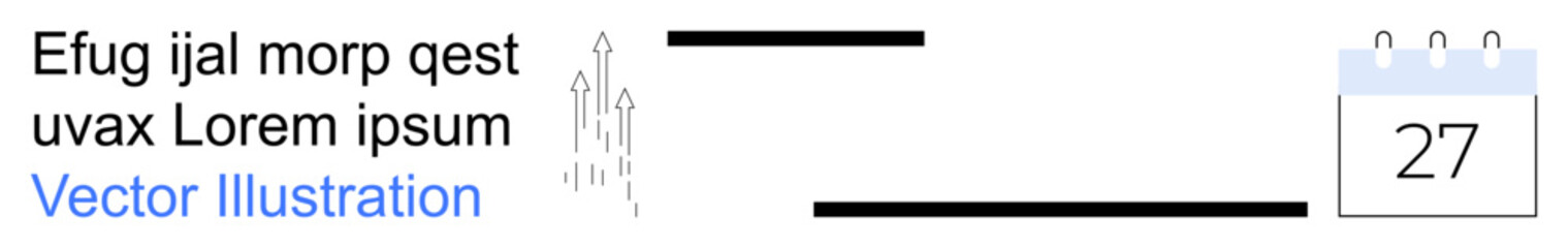 Obraz premium Business planning, goal setting, productivity, scheduling, progress tracking, corporate strategy. Rising graph elements alongside a calendar with the number 27. Business planning and scheduling