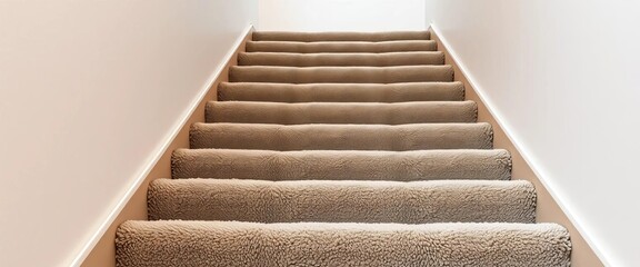 Thick, plush carpet softens steep indoor staircase ,   home decor,   upstairs
