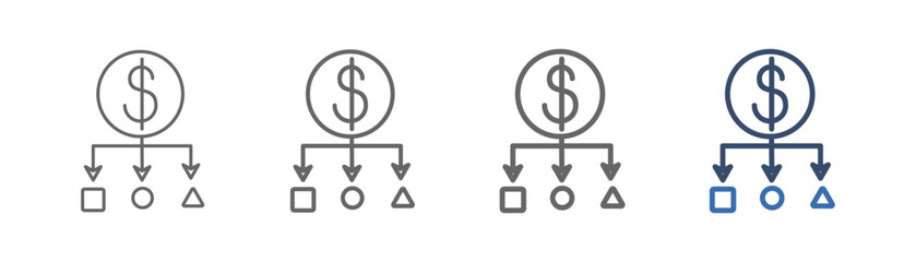 
outline icon set diversification with money distribution design