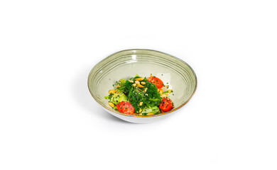 Vibrant Seaweed Salad with Cherry Tomatoes and Pine Nuts