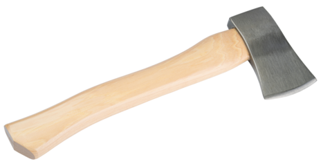 Axe or Hatchet. Wooden Hatchet with steel blade. Hand axe featuring a polished steel blade and a smooth ergonomic wooden handle. Perfect for use in outdoor DIY, camping, survival, forestry, lumberjack