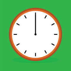 Simple Analog Clock at 11 Isolated on Green background and vector design.