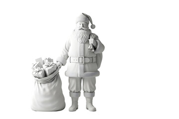 Fototapeta premium Santa claus carrying many gifts isolated on transparent background, christmas concept