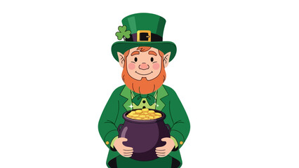 Leprechaun Holding Pot of Gold, St