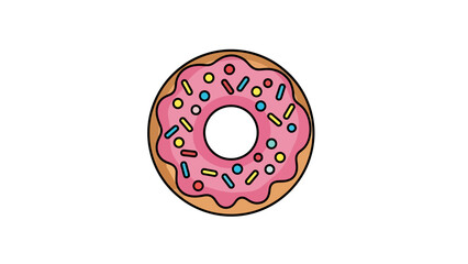 Obraz premium Sweet Pink Frosted Doughnut with Colorful Sprinkles Delicious Baked Treat
