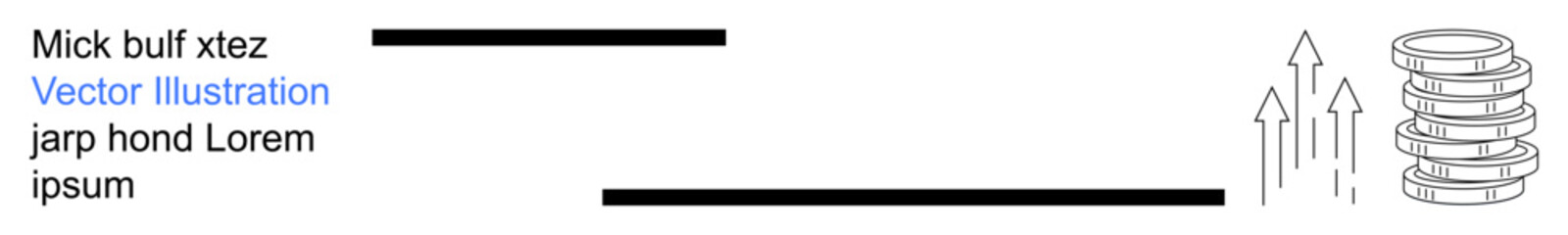Economic growth, financial projections, data analysis, technology, business planning, research. Graph bars and stacked coins with arrows pointing upward. Economic growth and financial projections