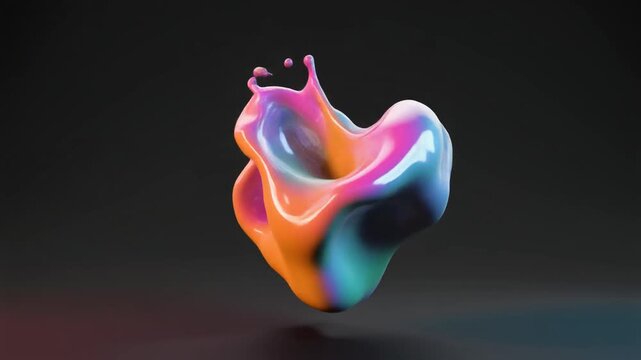 -3D animated liquid splash morphing into abstract shape