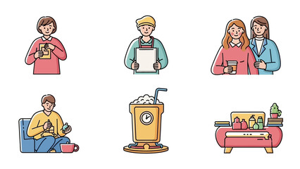 Diverse people and objects collection showcases teamwork, relaxation and modern lifestyle elements for various commercial applications and designs