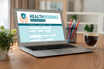 Naklejka premium Health insurance web site modish registration system for easy form filling