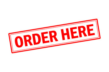 ORDER HERE - Red Rubber Stamp with text ORDER HERE
