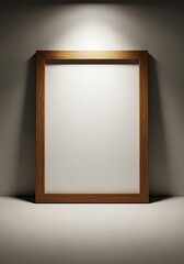 Empty wooden frame under spotlight, perfect for adding your image here