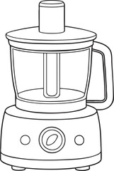Food processor appliance line art illustration for chopping, blending, and culinary kitchen project design